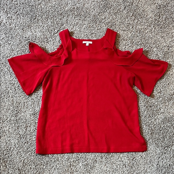 Red Cold Shoulder Women's Top - Picture 1 of 4